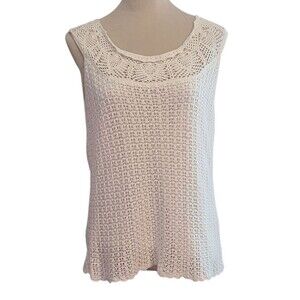 Emma James Womens XL Sleeveless Lined Crochet Scallop Hem Top Feminine Lacey